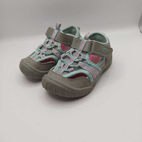 OshKosh B'gosh Other - Oshkosh Jax 3 Girls Blue & Pink Hook And Loop Water/Hiking Sandals Toddler Sz 5